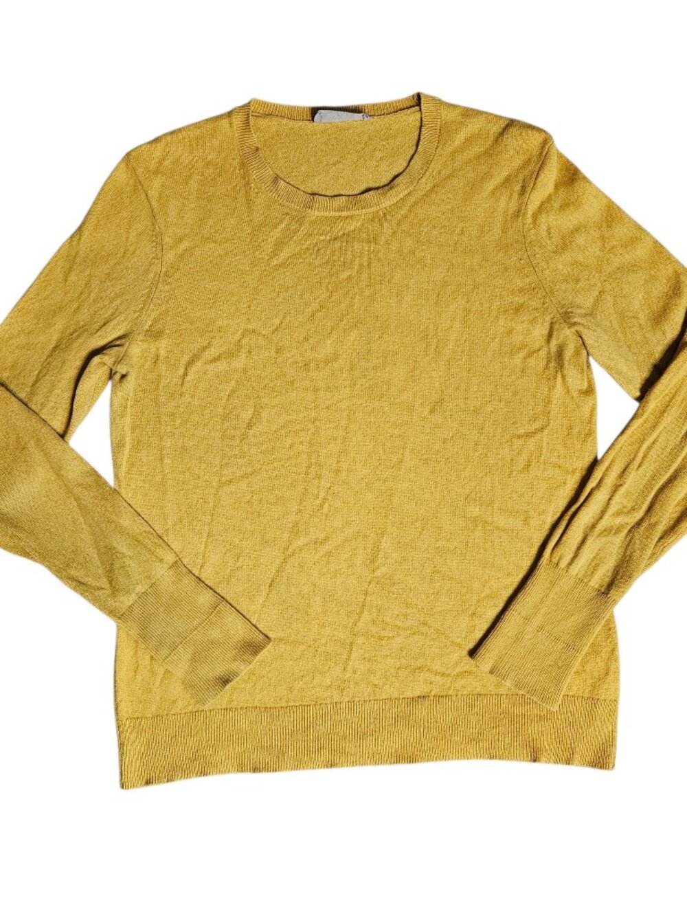 Everlane 100% Cashmere Crewneck Sweater Women's L Yellow Mustard Pullover Casual